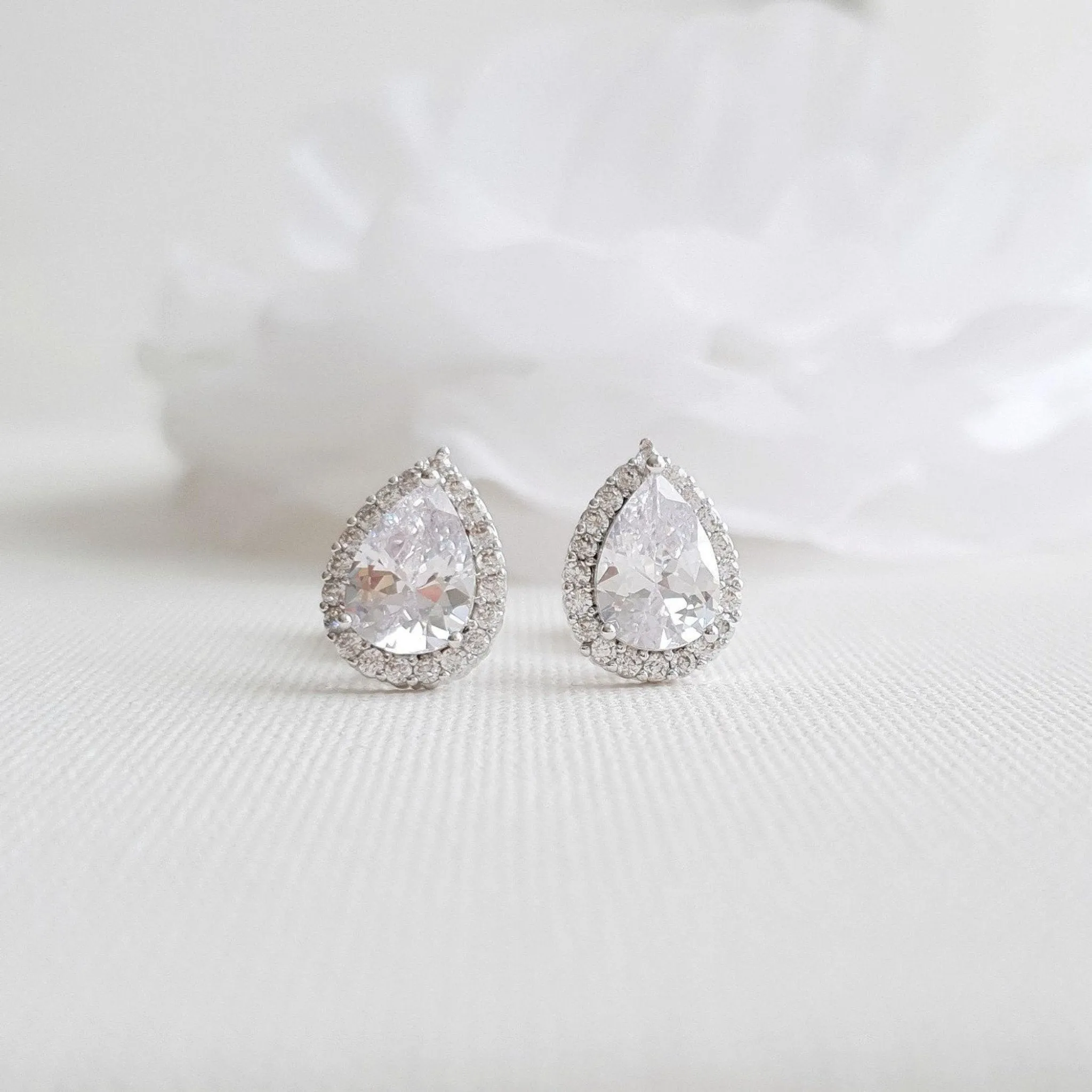 Teardrop Stud Earrings with Clip On-Emma