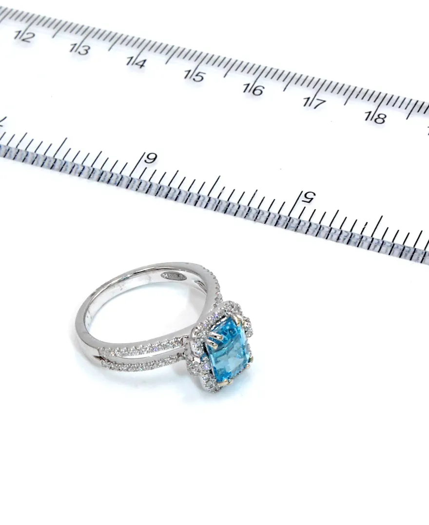 Vanna K Emerald Cut Blue Topaz Ring