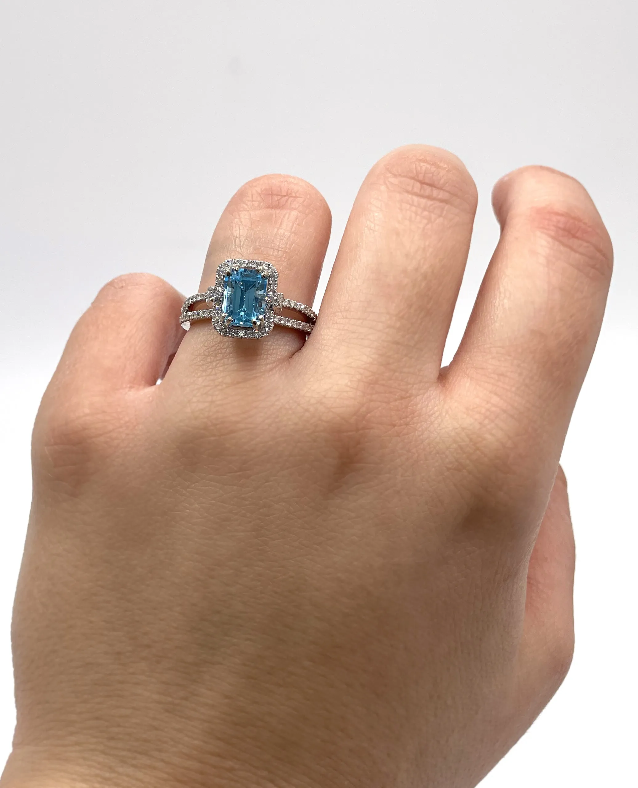 Vanna K Emerald Cut Blue Topaz Ring