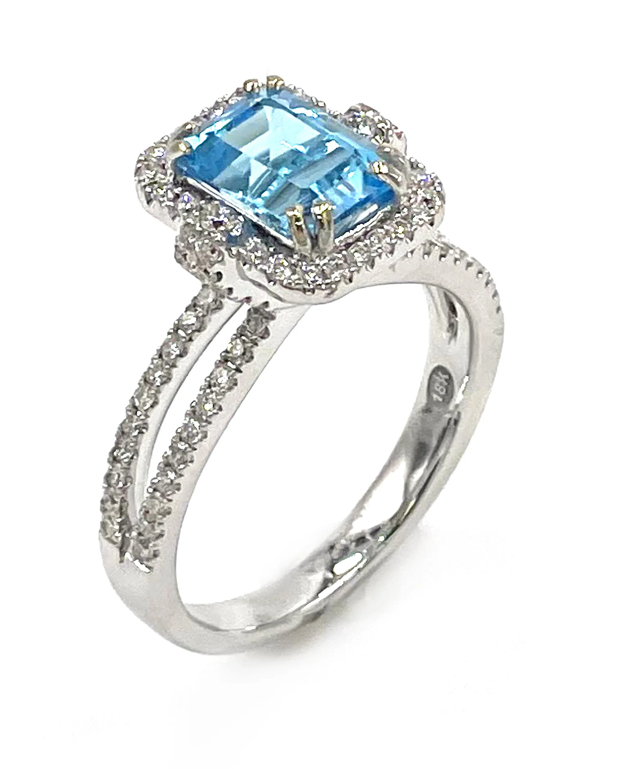 Vanna K Emerald Cut Blue Topaz Ring