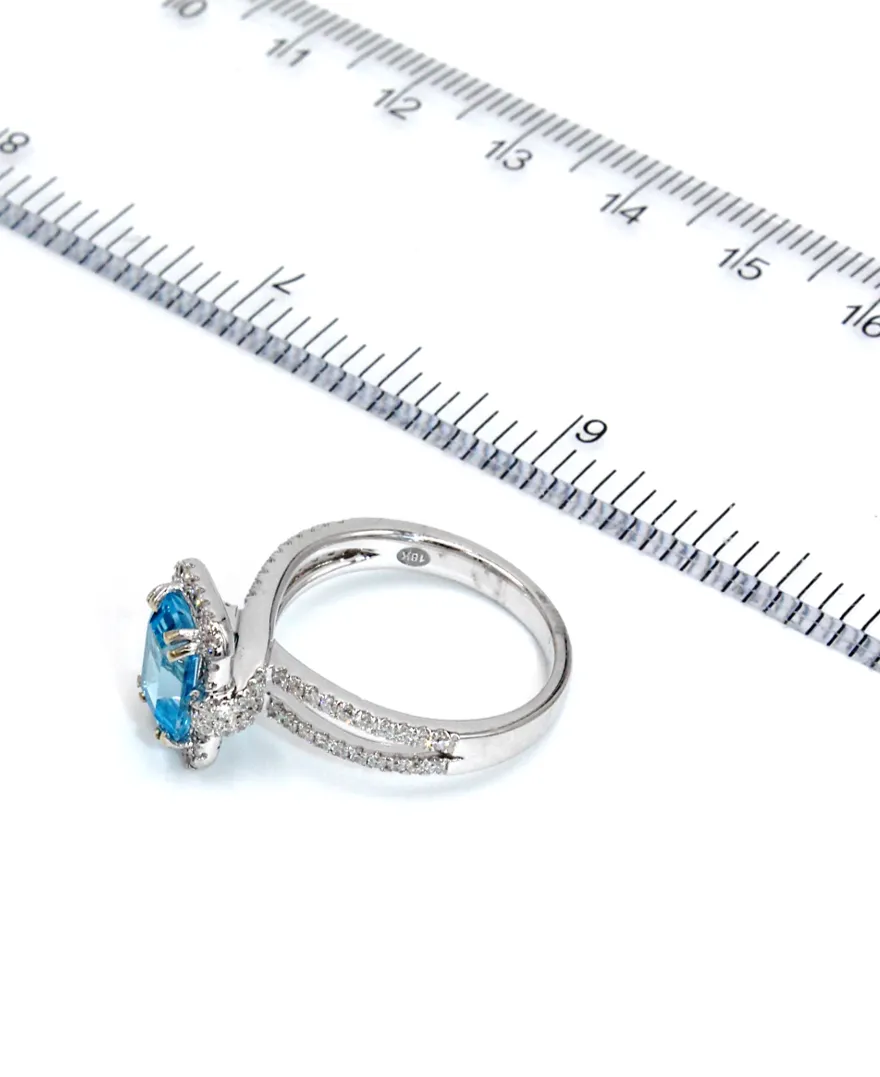 Vanna K Emerald Cut Blue Topaz Ring