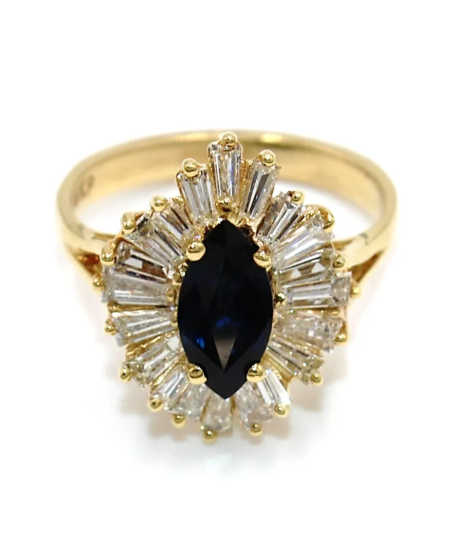 Vintage 1.38 Carat Sapphire Ring with 1.35 Carat Diamonds