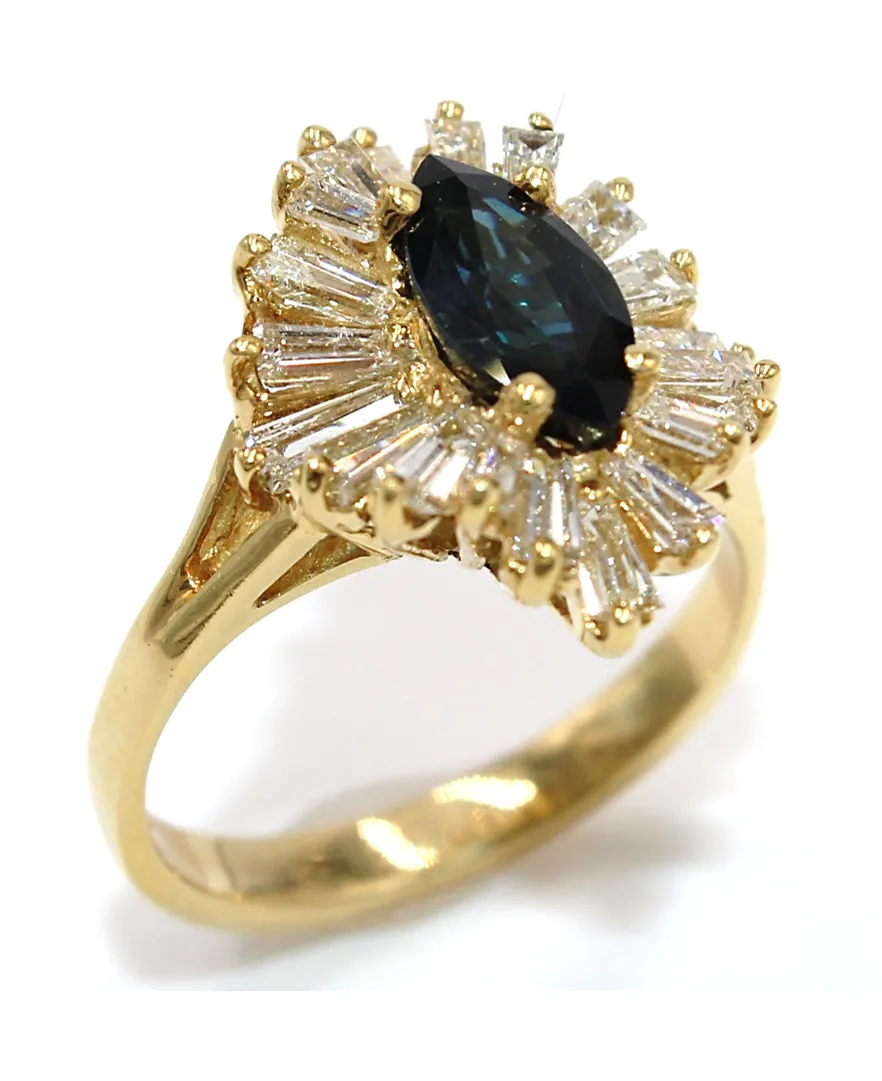 Vintage 1.38 Carat Sapphire Ring with 1.35 Carat Diamonds