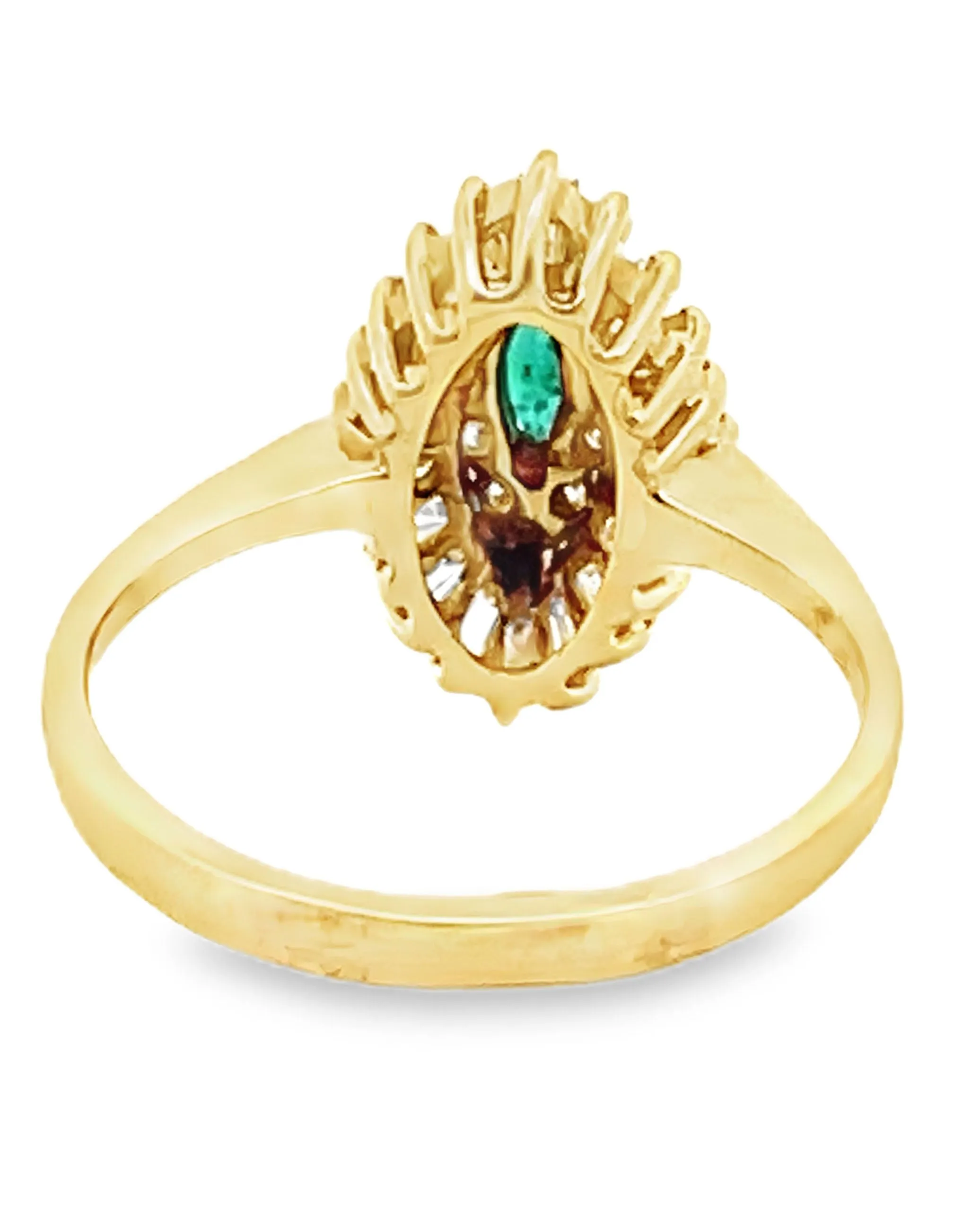 Vintage Marquise Emerald Ring with Diamonds in 18K Gold (Watch Video)