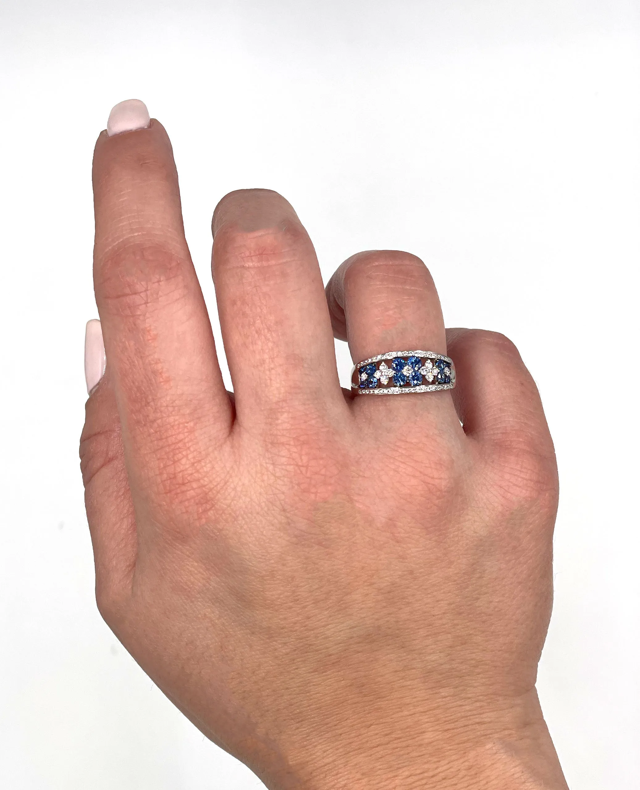 Zeghani 14K White Gold Sapphire and Diamond Ring - ZR1871