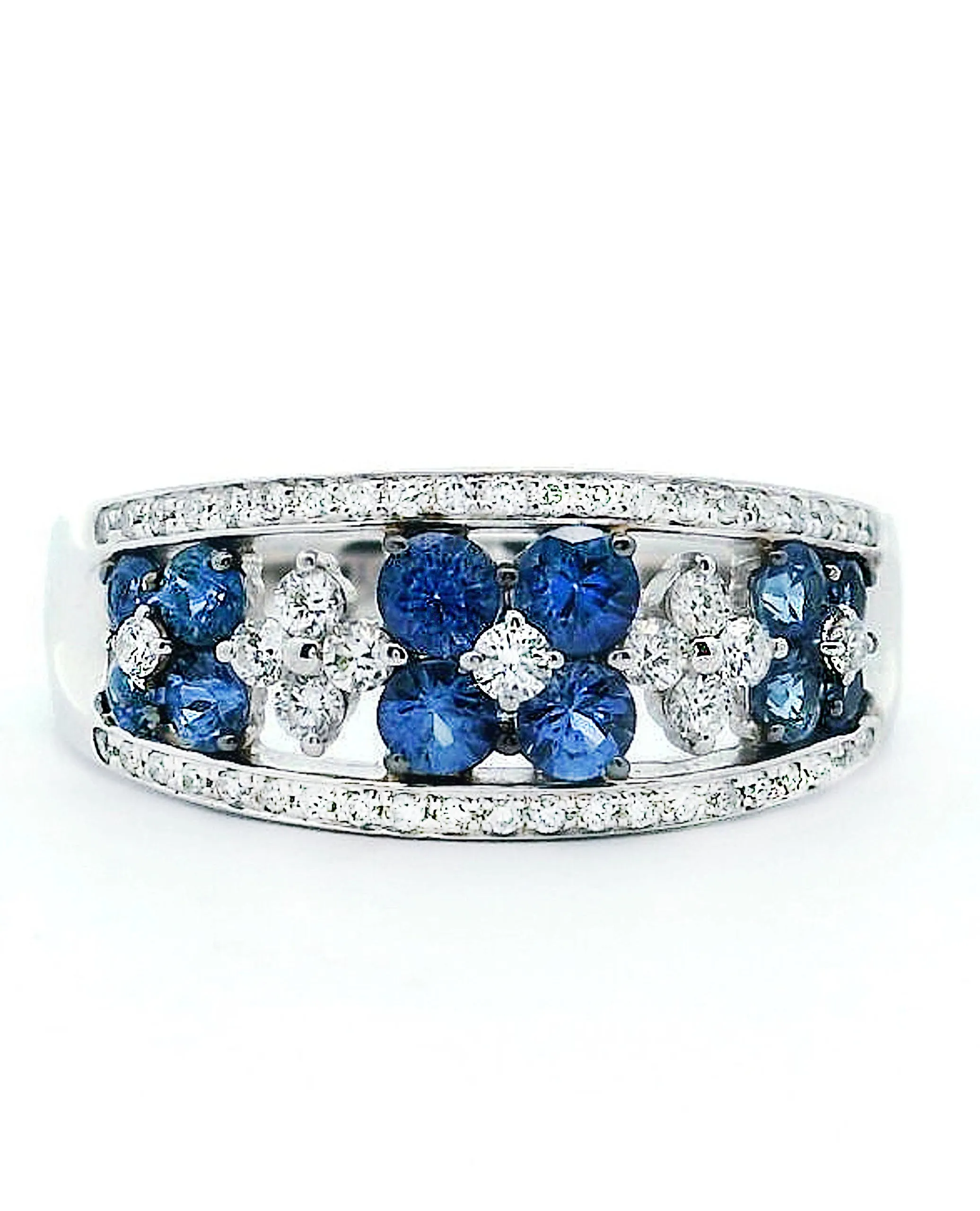 Zeghani 14K White Gold Sapphire and Diamond Ring - ZR1871